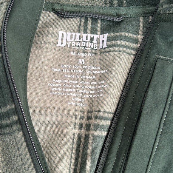 Duluth Trading Co green relaxed fit checkpoint fleece mock neck zip pullover - Picture 10 of 16